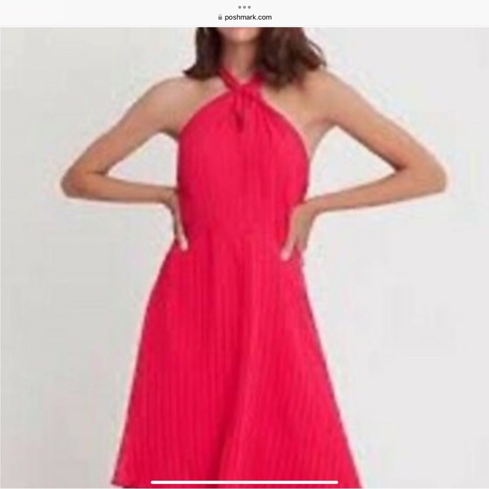 Ann Taylor NWT Tiered Halter Maxi Dress Crossover Straps Hot Pink Size 6